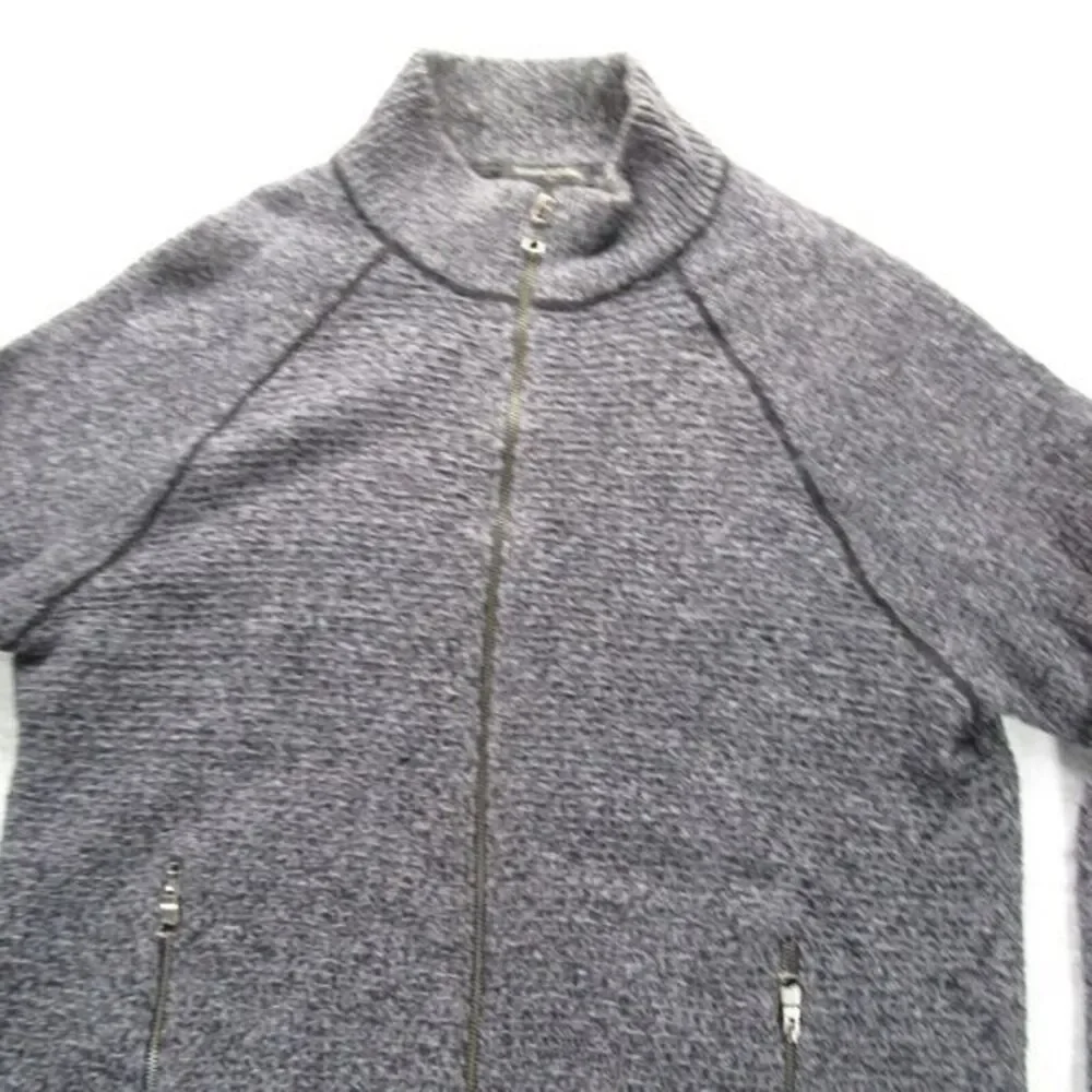 Banana Republic Wool Blend‎ Sweater Mens Large Gray Raglan Sleeve Knit Full Zip